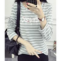 womens casualdaily simple spring summer t shirt striped letter round n ...