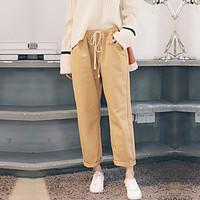 womens high rise micro elastic chinos pants simple loose solid