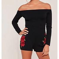 womens off the shoulderembroidery going out casualdaily rompers slim p ...