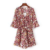 womens mid rise casualdaily rompers simple wide leg print summer