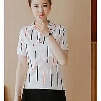 womens casual simple summer shirt solid polka dot stand short sleeve c ...