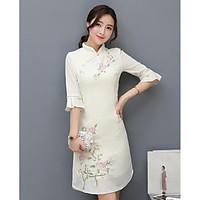 womens daily shift dress pattern stand above knee length sleeve polyes ...