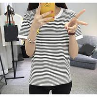 womens casualdaily simple summer t shirt striped round neck short slee ...