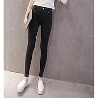 womens high rise strenchy jeans pants simple slim solid