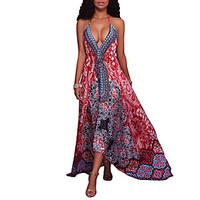 Women\'s Going out Club Holiday Sexy Vintage Boho Sheath DressPrint Halter Maxi Sleeveless Chiffion Slim Spring Summer High Rise Micro-elastic