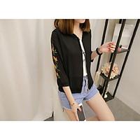 womens casual simple spring summer blouse solid embroidery round neck  ...