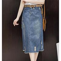 Women\'s Casual/Daily Midi Skirts A Line Solid Summer