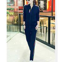 womens sport daily sport spring hoodie pant suits solid stand long sle ...