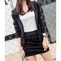 womens daily simple spring fall shirt skirt suits solid hooded long sl ...