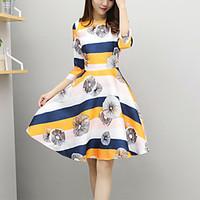 womens going out holiday street chic slim skater dress print patchwork ...