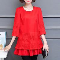 womens plus size casualdaily simple summer blouse solid round neck sle ...