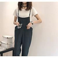 womens high rise micro elastic overalls pants street chic loose stripe ...