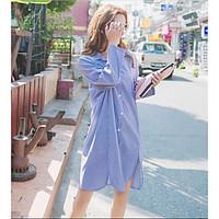 womens daily simple spring summer shirt striped shirt collar long slee ...