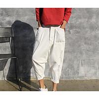 womens mid rise strenchy harem pants simple harem solid