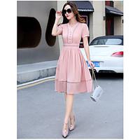 womens going out beach holiday sophisticated chiffon swing dress solid ...