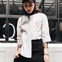 womens casualdaily simple spring summer shirt striped embroidered shir ...