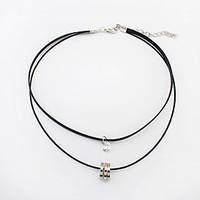 Women\'s Choker Necklaces Leather Alloy Circle Double-layer Fashion Black Jewelry Daily Casual 1pc