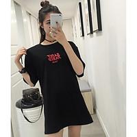 womens casualdaily simple spring summer t shirt letter round neck shor ...