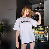 womens casualdaily simple spring summer t shirt letter round neck shor ...