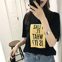 womens casualdaily simple spring summer t shirt letter round neck shor ...