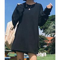 womens casualdaily simple spring summer t shirt solid round neck long  ...