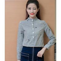 womens casualdaily simple spring summer shirt striped embroidered shir ...