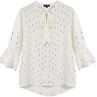 womens daily simple blouse round dots v neck long sleeve polyester