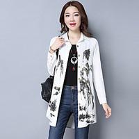 womens daily sophisticated shirt print shirt collar long sleeve cotton ...