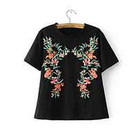Women\'s Casual/Daily Simple T-shirt, Print Round Neck Short Sleeve Cotton