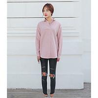 womens casualdaily simple spring shirt solid round neck long sleeve co ...