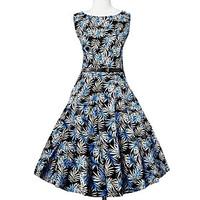 Women\'s Casual/Daily Loose Dress, Print Round Neck Above Knee Sleeveless Cotton Summer High Rise Micro-elastic Medium