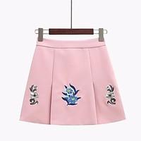 womens high rise above knee skirts a line floral