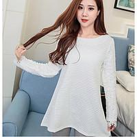 womens casual simple fall t shirt solid round neck long sleeve cotton  ...