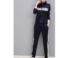 womens sport daily simple spring hoodie pant suits solid stand long sl ...