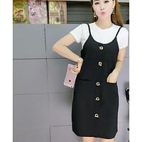womens casualdaily simple bodycon dress solid round neck above knee sh ...