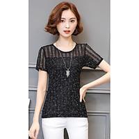 womens casualdaily simple blouse geometric round neck short sleeve pol ...