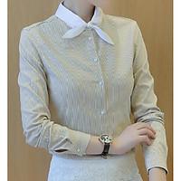 womens daily casual simple shirt striped crew neck long sleeve cotton