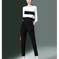 womens daily casual casual spring t shirt pant suits solid striped rou ...