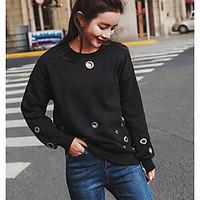 womens casual sweatshirt solid round neck micro elastic cotton long sl ...