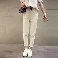 womens mid rise micro elastic skinny pants simple relaxed solid