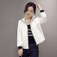 womens going out cute spring jacket solid hooded long sleeve short cot ...