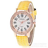 Women\'s Wrist watch Simulated Diamond Watch Quartz PU Band Black White Blue Red Brown Pink Purple Yellow