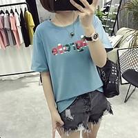 womens casualdaily simple t shirt solid round neck length sleeve cotto ...