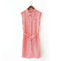 Women\'s Casual Sheath Dress, Polka Dot Strap Knee-length Sleeveless Chiffon Satin Summer Mid Rise Micro-elastic Thin