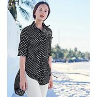 Women\'s Daily Simple Shirt, Round Dots Shirt Collar ½ Length Sleeve Polyester