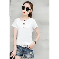 womens going out simple t shirt solid round neck short sleeve cotton