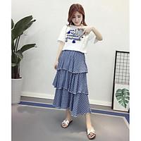 Women\'s Going out Casual/Daily Midi Skirts Swing Striped Summer