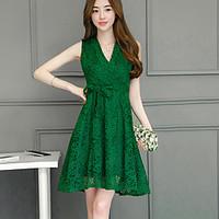 womens going out street chic a line dress solid v neck above knee slee ...