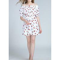 womens casualdaily beach holiday sexy cute a line dress print boat nec ...