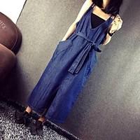 womens high rise holiday jumpsuits vintage loose pure color solid colo ...